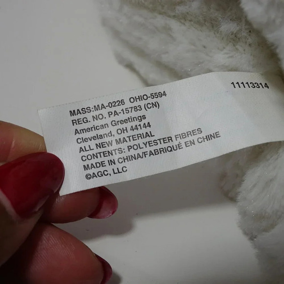 American Greetings White Plush Bunny Rabbit Stuffed Animal Easter With Bow 12" - Picture 5 of 6